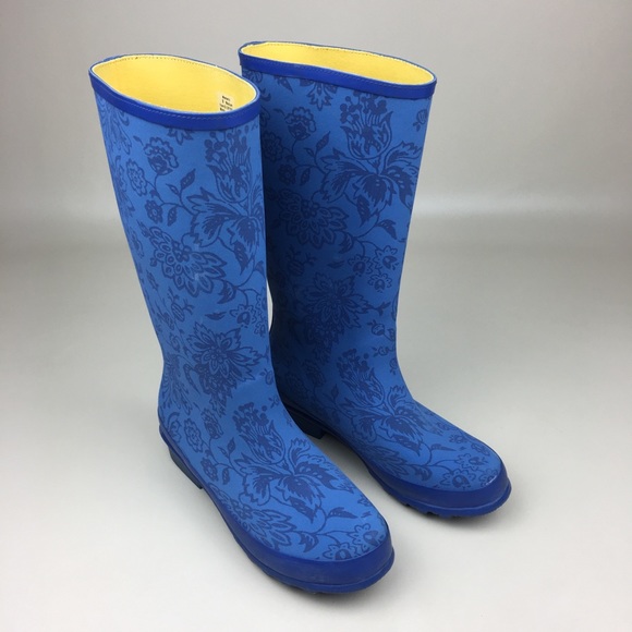 Salell Bean Blue Floral Wellie Rain 